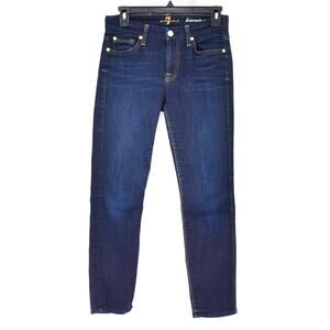 7 FOR ALL MANKIND Size 26 Kimmie Crop Dark Rinse Mid to Low Rise Skinny Jeans